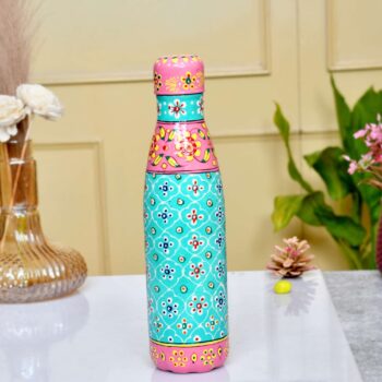 Pink & Aqua Blue Aluminium Water Bottle 27×7 cm | Reusable Eco-Friendly Drink Bottle