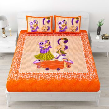 Jaipuri Cotton Printed Double Bedsheet With Two Pillow Covers